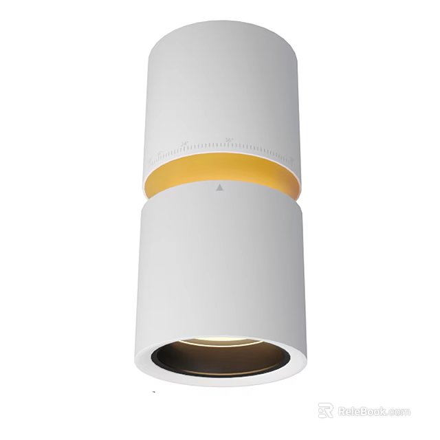 Modern White Downlight Spotlight with Yellow Accent Ring and Sleek Ceiling Mount Design 3d model