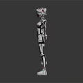 Futuristic Metallic Robot Character With Silver Red Armor And Humanoid Design