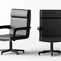 Modern Black Leather Office Chair With Armrests And Swivel Base Design