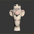 Cartoon Man Head Model With Glasses Big Ears Big Nose And Mustache