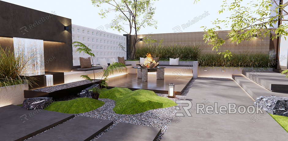 Modern courtyard courtyard landscape model