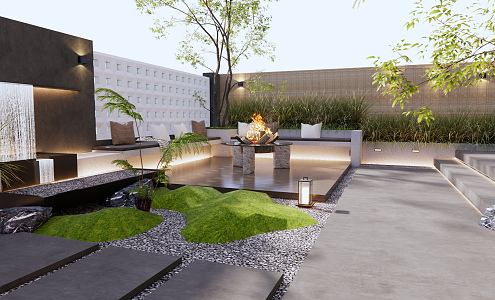 Modern courtyard landscape 3d model