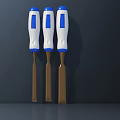 Three Piece Screwdrivers Set With White Blue Handles And Brown Tips For Hardware Tools 3d model