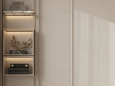 Elegant Luxury Storage Shelf With Metal Frame Marble Surface And Decorative Ornaments 3d model