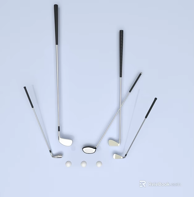 Set of Golf Clubs with Golf Balls Sports Equipment for Golfing 3d model 