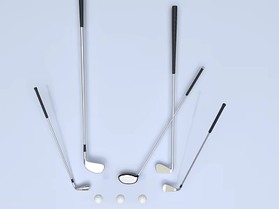 Set of Golf Clubs with Golf Balls Sports Equipment for Golfing 3d model