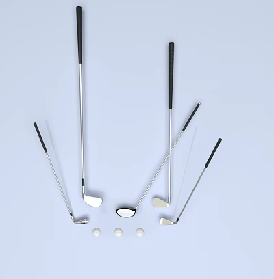 Set of Golf Clubs with Golf Balls Sports Equipment for Golfing 3d model