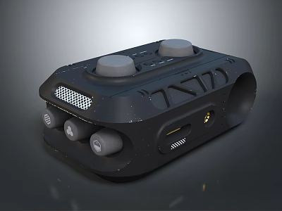 Modern Black Compact Household Device with Top Buttons Ventilation Holes And Side Interfaces 3d model