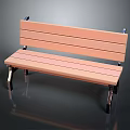 Simple Wooden Bench With Slatted Backrest Seat And Sturdy Metal Legs For Furniture