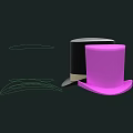 Stylish Top Hats Black and Purple with Black Background and Green Line Sketches