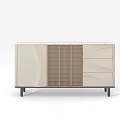 Modern Beige And Wood Sideboard With Cabinet Doors Drawers And Black Slim Legs