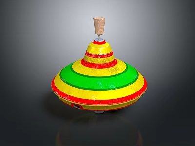 Household Spinning Top With Colorful Stripes And Cork Top Design 3d model