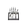Stainless Steel Kitchen Knife Set with Black Block Stand and Sharp Blades 3d model