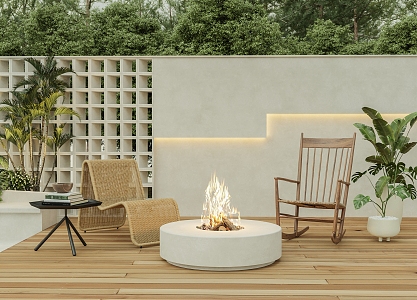 Modern Outdoor Table and Chair Light Color Garden Outdoor Rattan Leisure Chair 3d model