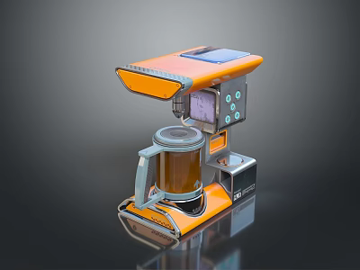 Orange Electric Coffee Maker With Modern Design Control Panel And Transparent Cup 3d model
