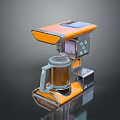 Orange Electric Coffee Maker With Modern Design Control Panel And Transparent Cup 3d model