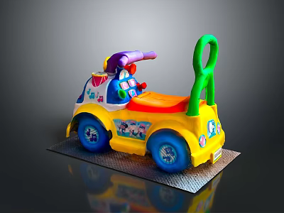 Children's Colorful Toy Car With Playful Design And Cartoon Patterns 3d model