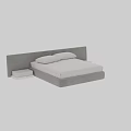 Modern Beige Double Bed With Upholstered Headboard And Side Nightstand 3d model