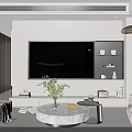 Modern Living and Dining Room Interior With Sofa TV Wall Dining Table And Green Plant