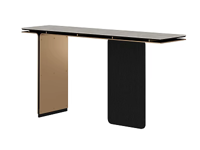 Modern Minimalist Dining Table With Black Wooden Top And Gold Metal Legs Design 3d model