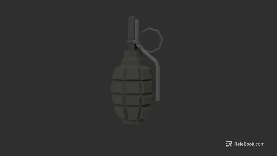 Military Green Hand Grenade 3D Model With Textured Surface Fuse And Safety Pin 3d model 