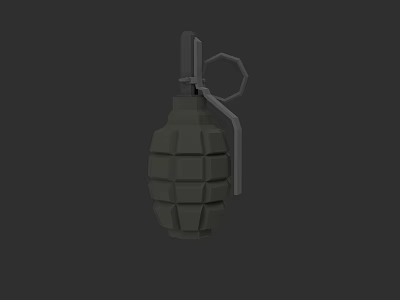 Military Green Hand Grenade 3D Model With Textured Surface Fuse And Safety Pin 3d model
