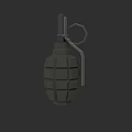 Military Green Hand Grenade 3D Model With Textured Surface Fuse And Safety Pin