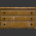 Wooden Bedside Table With Three Drawers And Metal Handles Classic Design