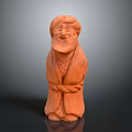 Traditional Hand Carved Wooden Sculpture of Bearded Man with Crossed Hands