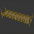 Classic Style Wooden Bench With Carved Railings For Home Living Use