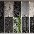 Natural Stone and Wood Texture Samples with Various Patterns in Display Frame