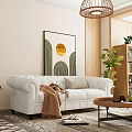 Nordic three-seat sofa pull-up sofa 3d model