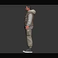 3D Character Model Wearing Hoodie Vest Cargo Pants And Sneakers Design