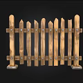 Wooden Fence Structure With Pointed Top Slats And Metal Bolts On Base Posts