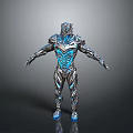 Futuristic Sci Fi Humanoid Armor With Blue Glowing Lines And Detailed 3D Render Design