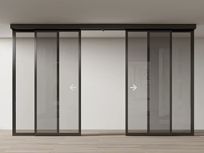 Modern Glass Sliding Doors With Black Frame For Interior Space Design 3d model