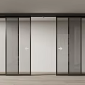 Modern Glass Sliding Doors With Black Frame For Interior Space Design 3d model