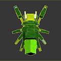 3D Block Style Scorpion Model On Dark Reflective Surface With Green Yellow Claws 3d model