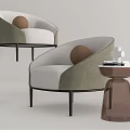 Modern Two Tone Single Sofa With Brown Round Cushion And Side Table 3d model