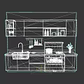 Modern Kitchen With Essential Appliances Cooktop Oven Sink And Wooden Cabinets