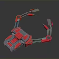 Red And Gray Robotic Arm With Articulated Joints And Mechanical Components