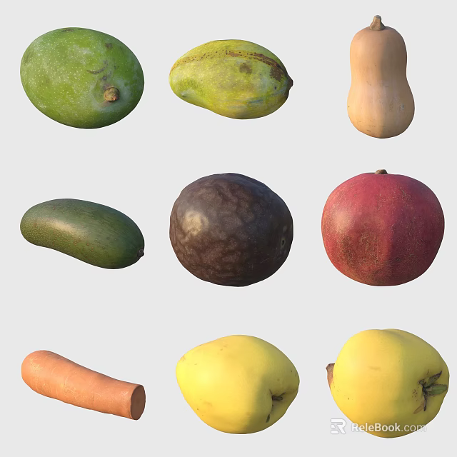 Healthy Display of Fresh Ripe Organic Fruits with Various Colors Shapes and Types 3d model 