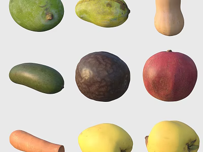 Healthy Display of Fresh Ripe Organic Fruits with Various Colors Shapes and Types 3d model