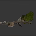 Green Plants And Small Trees Growing In Natural Soil With Rocks
