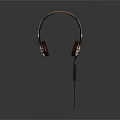 Stylish Wired Over Ear Headphones With Brown Ear Cushions And Orange Accents
