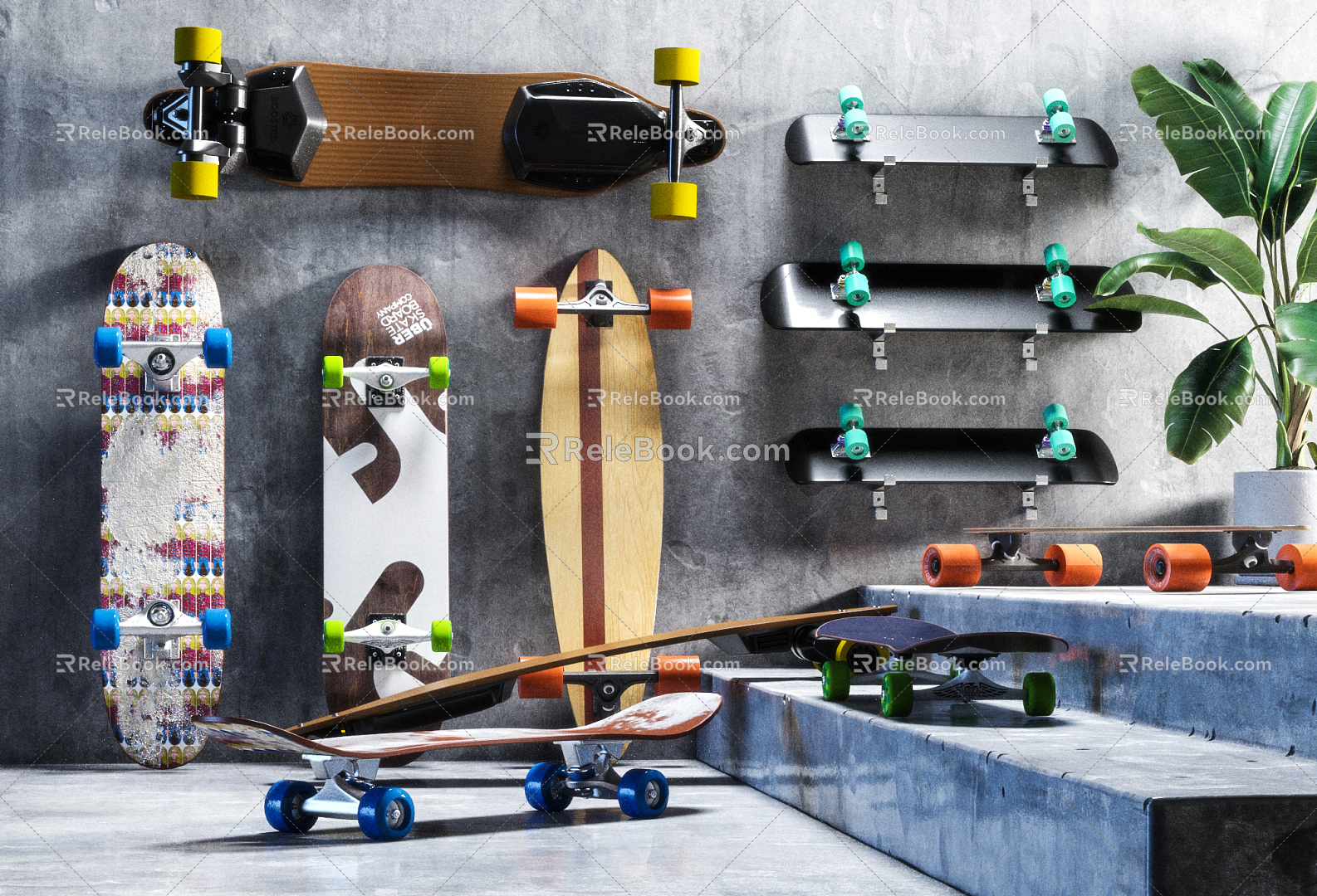 Modern Skateboard Skateboard Combo 3d model