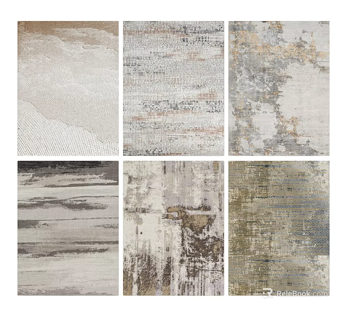 Modern Square Rugs With Textured Patterns Neutral Tones And Abstract Design Styles 3d model