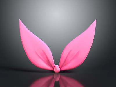 Pink Rabbit Ear Hair Accessories With Fabric Bow Knot Fashionable Hair Decor 3d model