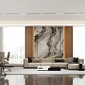 Elegant Spacious Modern Office With Marble Accent Wall And Comfortable Leisure Reception Sofa Area