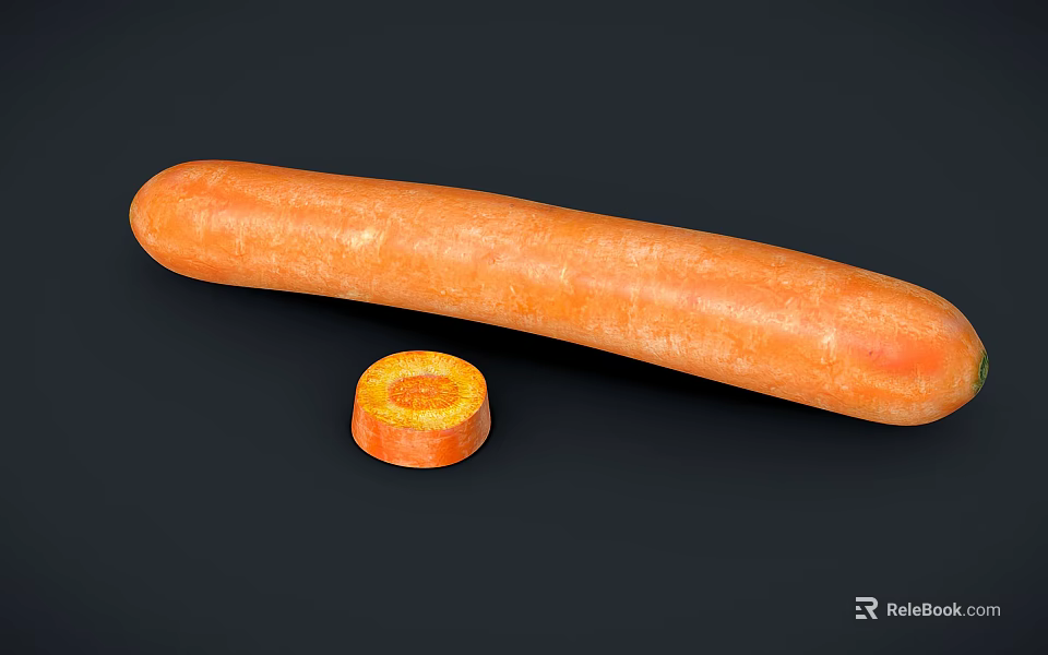 Fresh Orange Carrot Vegetable With Whole And Sliced Sections On Dark Background 3d model 